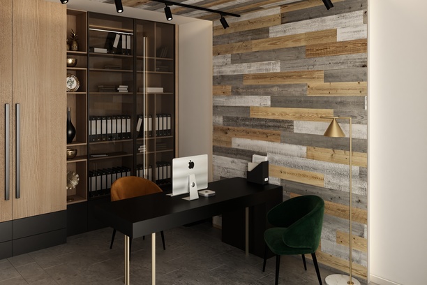 Mixed wood accent wall